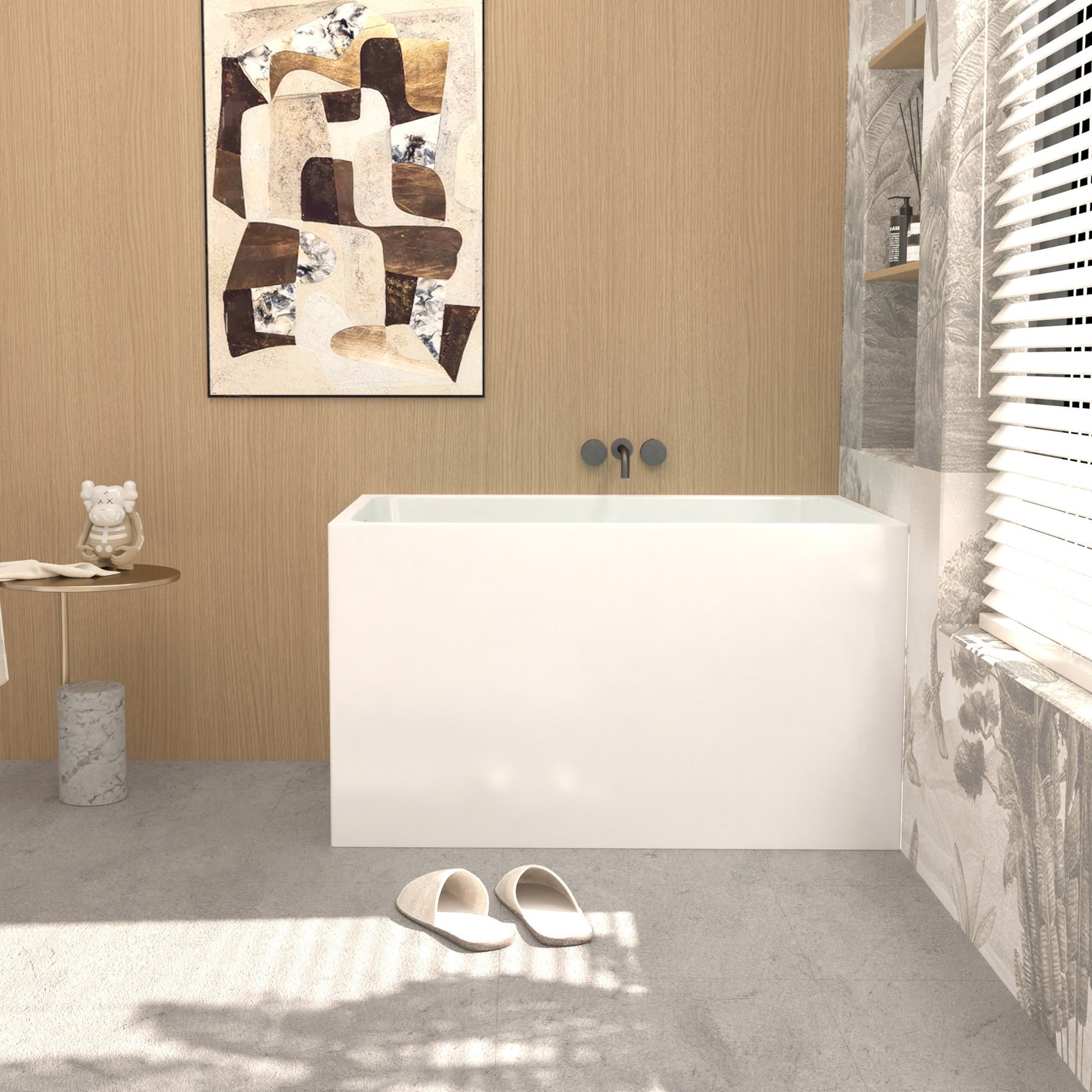 43' Gloss White Acrylic Freestanding Bathtub with Chrome Drain, Rectangular Shape, UV5 Anti - Yellowing Acrylic, CUPC Certified - 1st Choice Furniture Direct