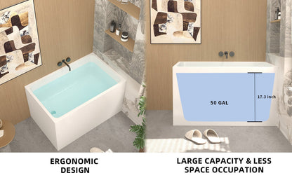 43' Gloss White Acrylic Freestanding Bathtub with Chrome Drain, Rectangular Shape, UV5 Anti - Yellowing Acrylic, CUPC Certified - 1st Choice Furniture Direct