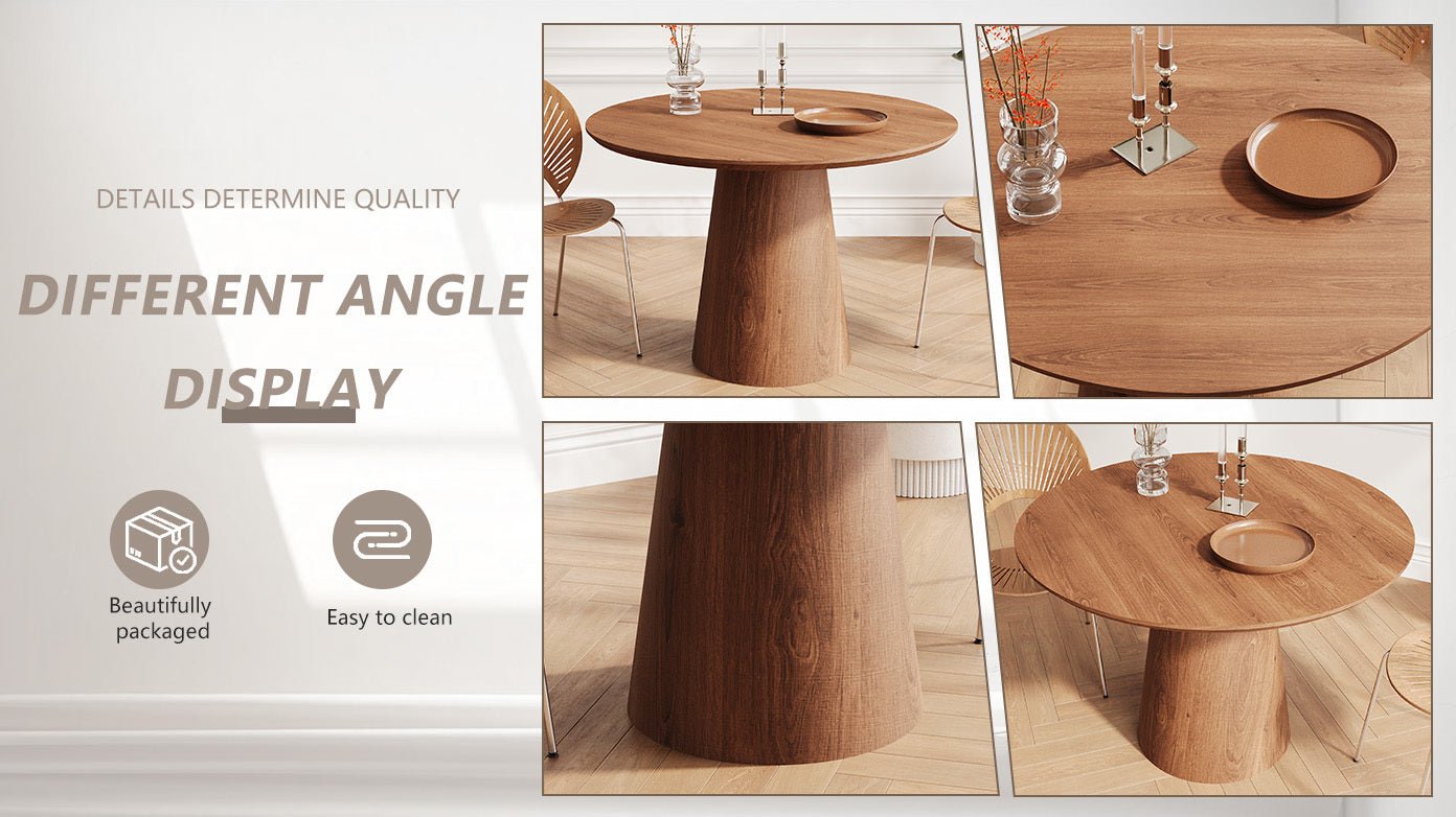 43 inch circular dining table, modern minimalist round table, MDF grain dining table, one handle and two packs - 1st Choice Furniture Direct