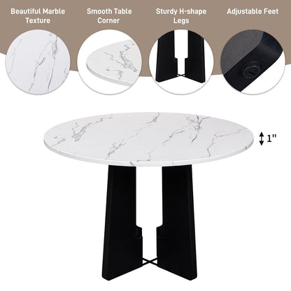 43 Inch Round Dining Table for 4 | Modern White & Black Kitchen Table - 1st Choice Furniture Direct