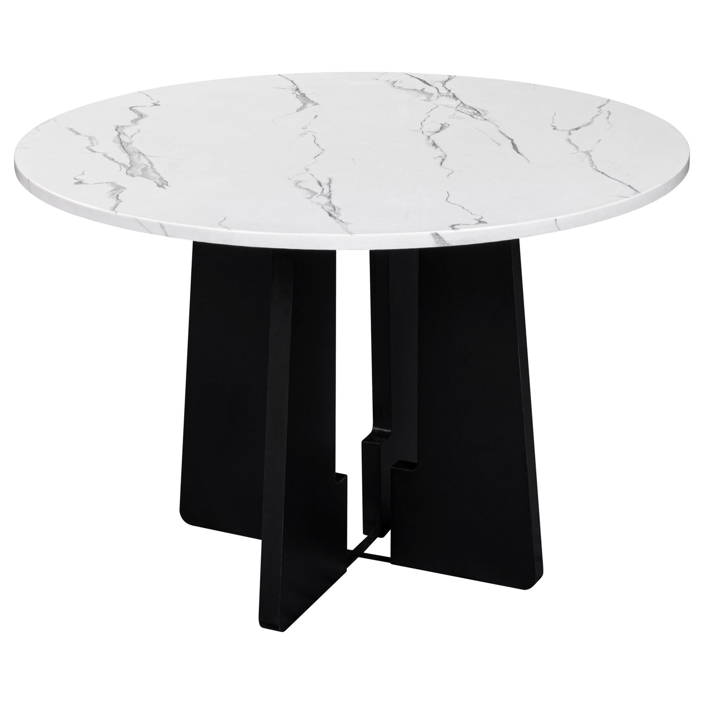 43 Inch Round Dining Table for 4 | Modern White & Black Kitchen Table - 1st Choice Furniture Direct