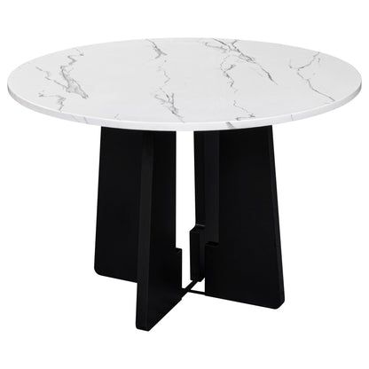 43 Inch Round Dining Table for 4 | Modern White & Black Kitchen Table - 1st Choice Furniture Direct
