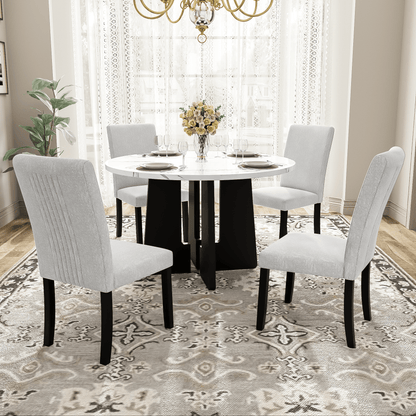 43 Inch Round Dining Table for 4 | Modern White & Black Kitchen Table - 1st Choice Furniture Direct