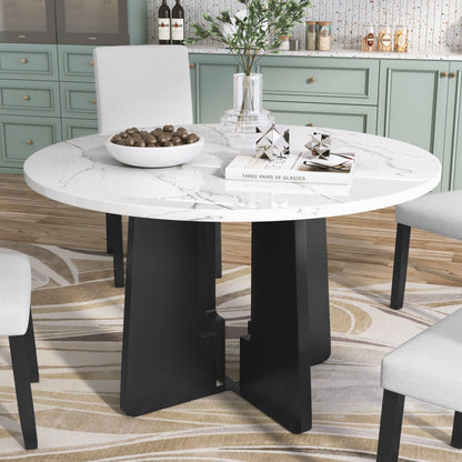 43 Inch Round Dining Table for 4 | Modern White & Black Kitchen Table - 1st Choice Furniture Direct