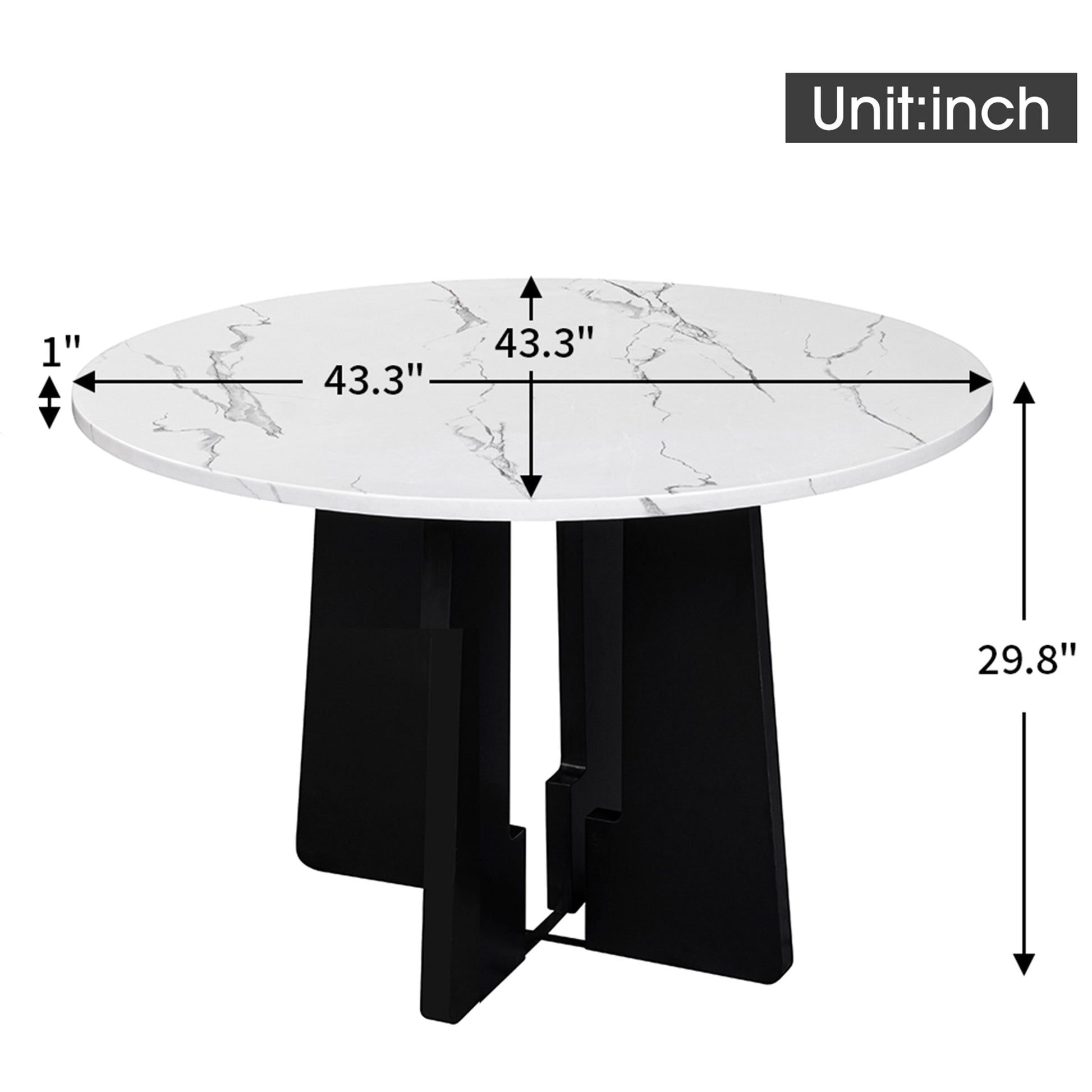 43 Inch Round Dining Table for 4 | Modern White & Black Kitchen Table - 1st Choice Furniture Direct