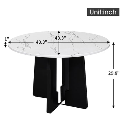 43 Inch Round Dining Table for 4 | Modern White & Black Kitchen Table - 1st Choice Furniture Direct