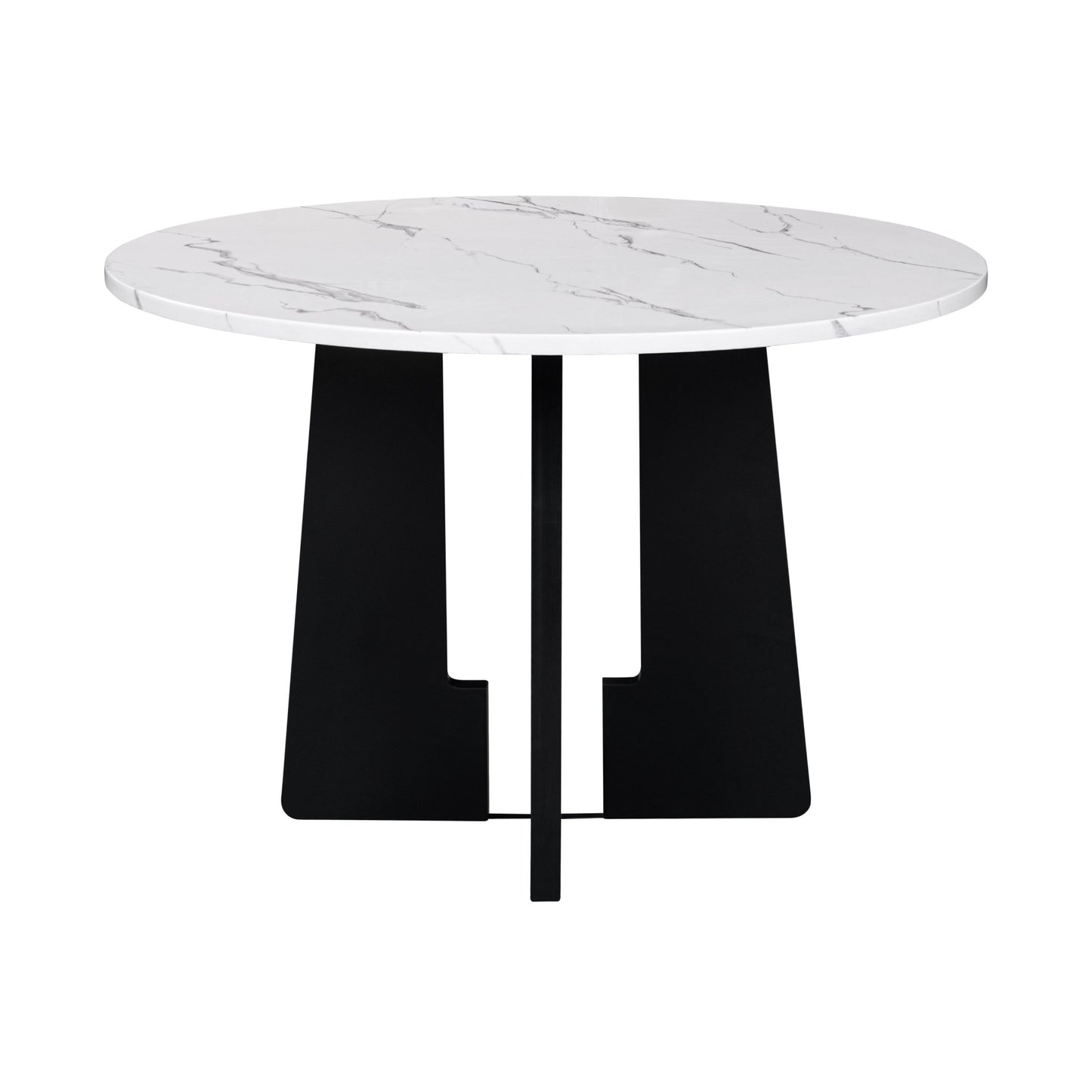43 Inch Round Dining Table for 4 | Modern White & Black Kitchen Table - 1st Choice Furniture Direct