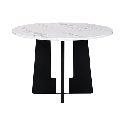 43 Inch Round Dining Table for 4 | Modern White & Black Kitchen Table - 1st Choice Furniture Direct