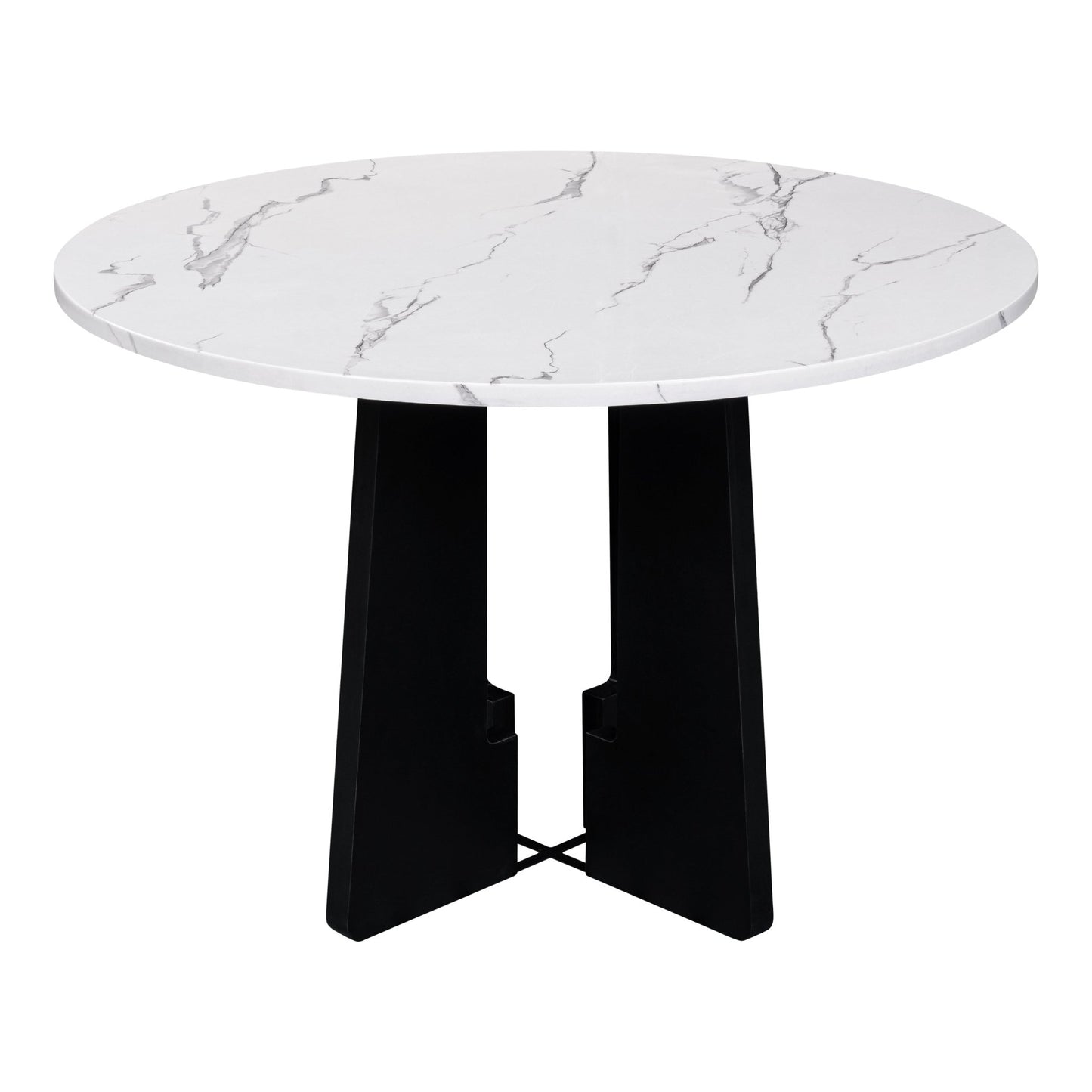43 Inch Round Dining Table for 4 | Modern White & Black Kitchen Table - 1st Choice Furniture Direct
