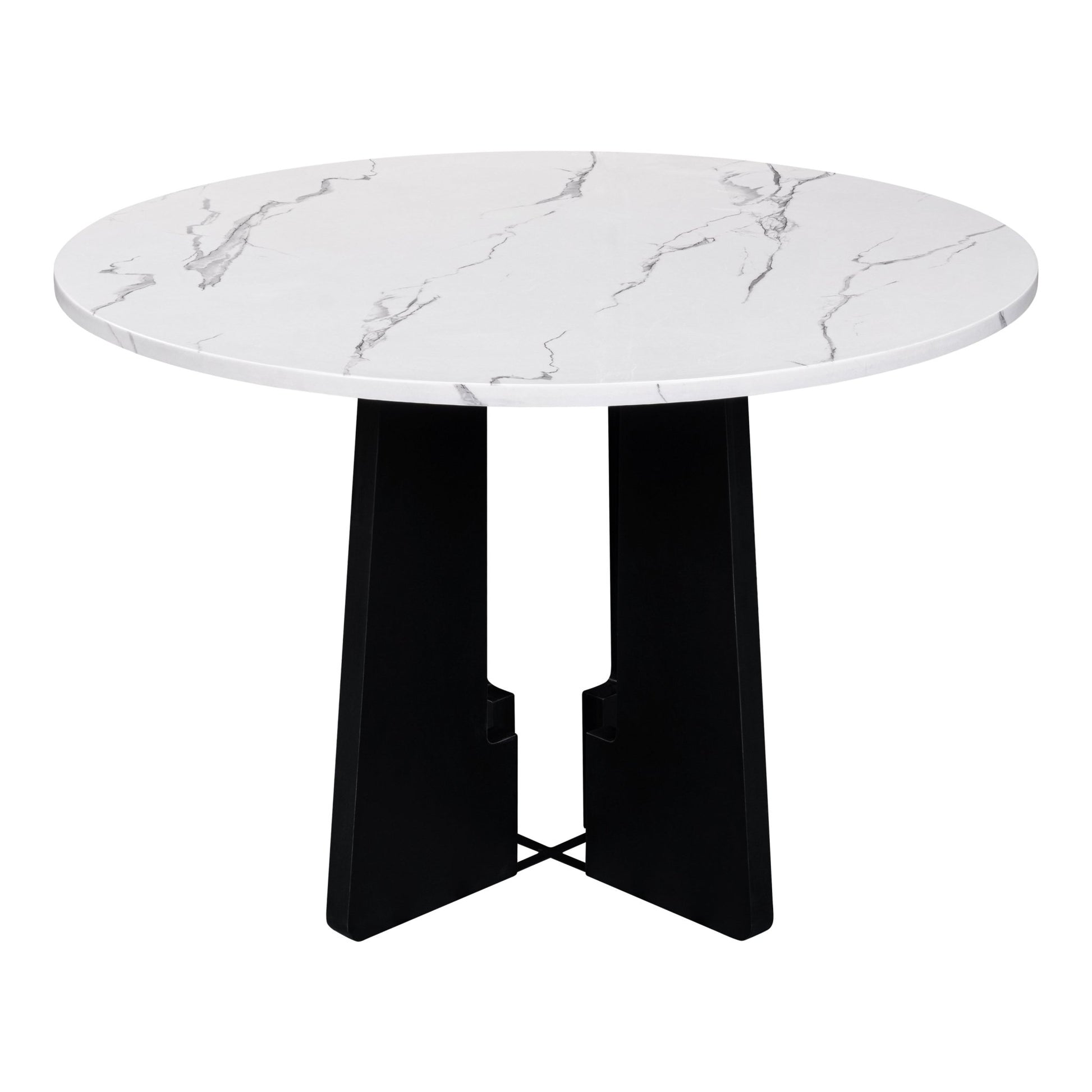 43 Inch Round Dining Table for 4 | Modern White & Black Kitchen Table - 1st Choice Furniture Direct