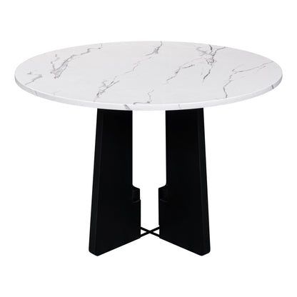 43 Inch Round Dining Table for 4 | Modern White & Black Kitchen Table - 1st Choice Furniture Direct