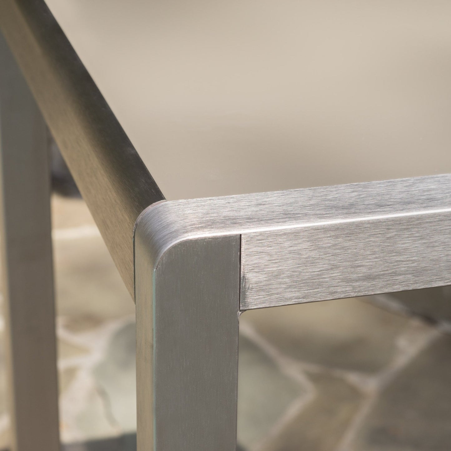 43' Outdoor Aluminum Frame Bar Table with Glass Table Top, Grey Finish - 1st Choice Furniture Direct