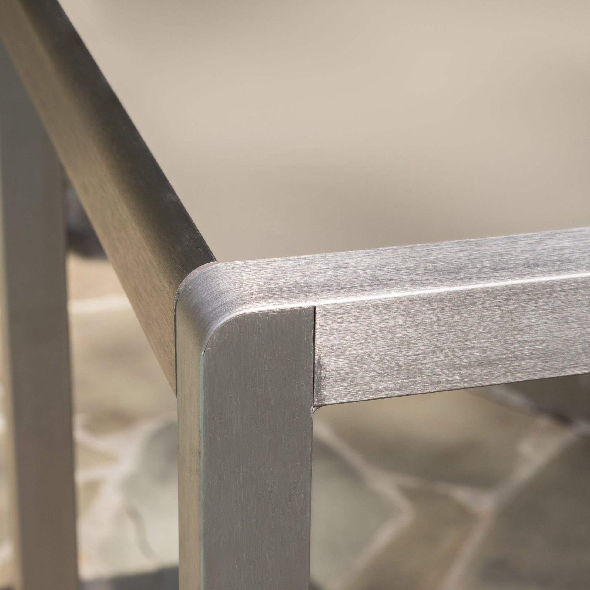43' Outdoor Aluminum Frame Bar Table with Glass Table Top, Grey Finish - 1st Choice Furniture Direct