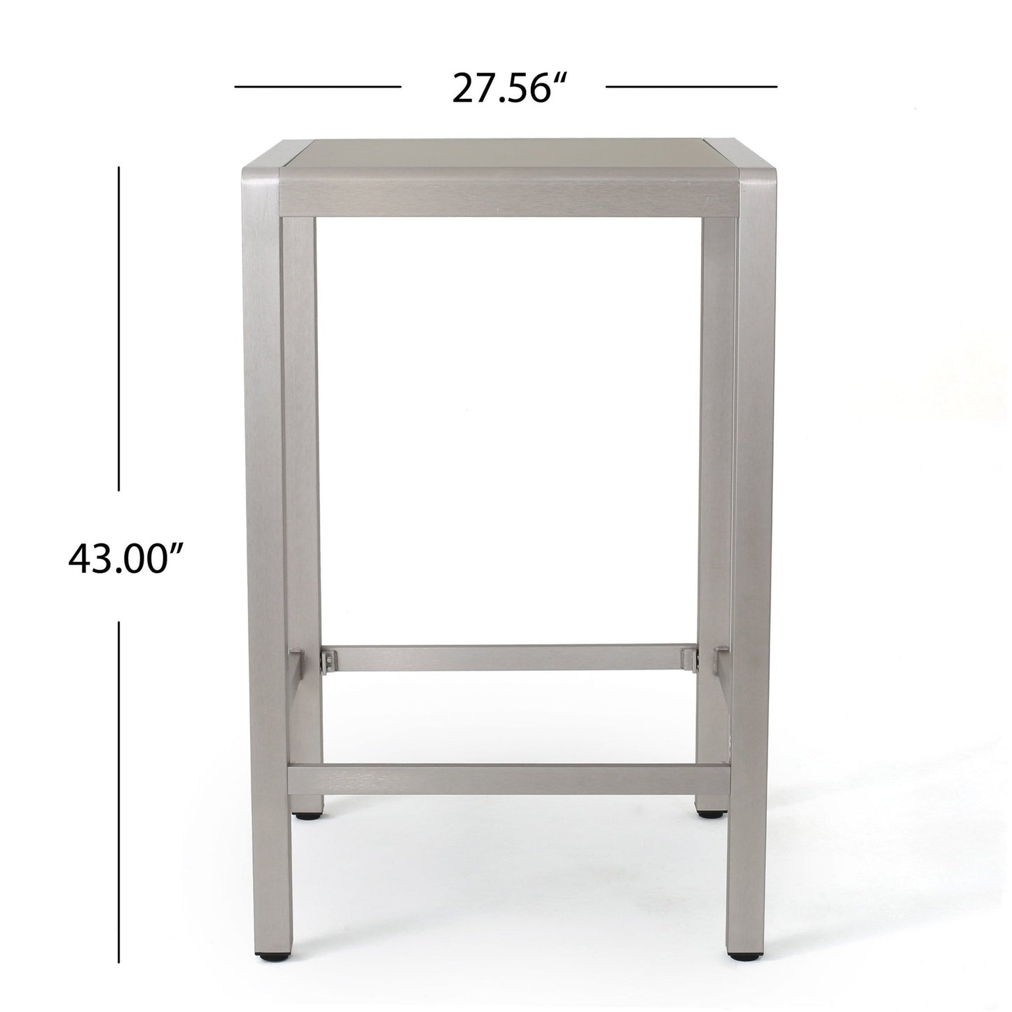 43' Outdoor Aluminum Frame Bar Table with Glass Table Top, Grey Finish - 1st Choice Furniture Direct