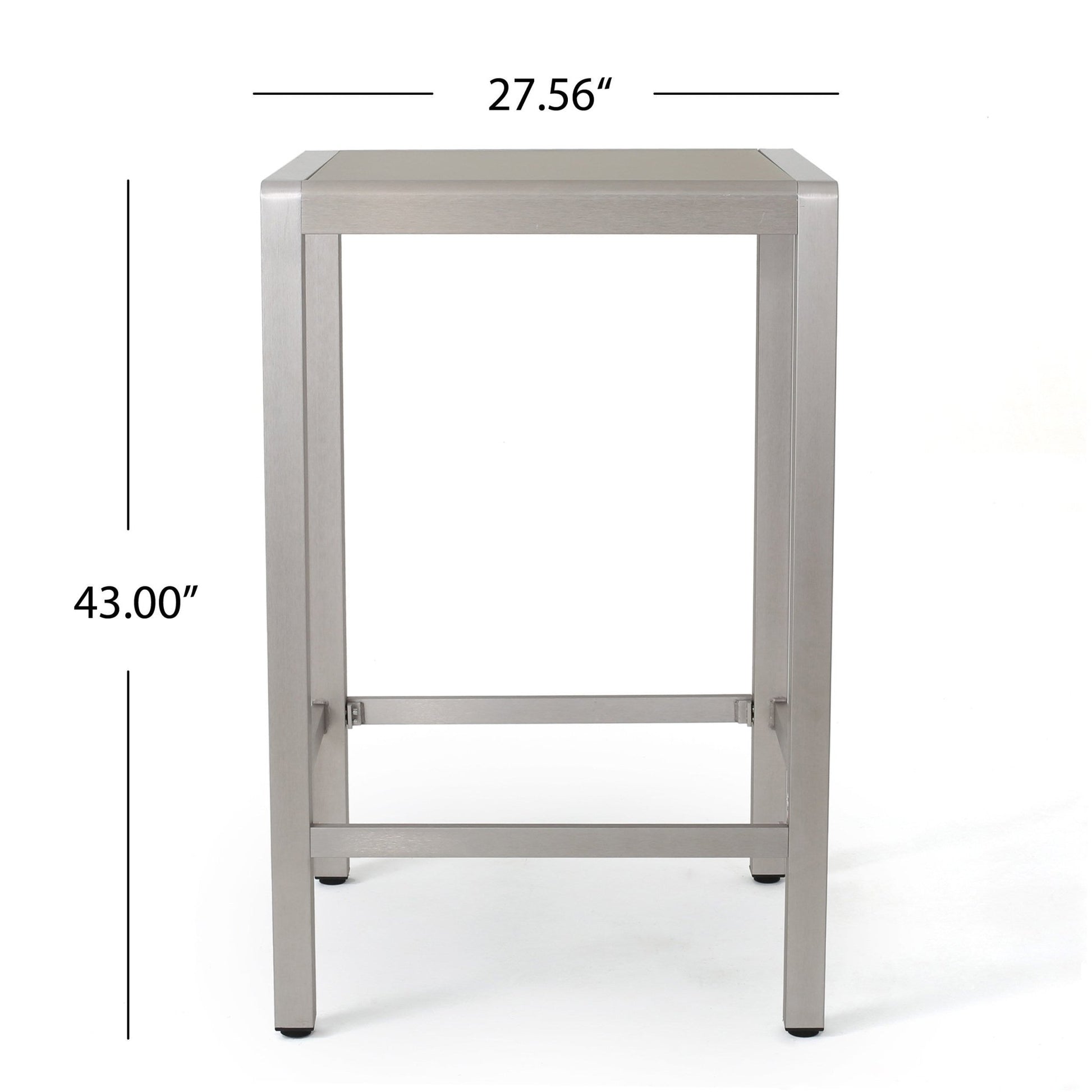 43' Outdoor Aluminum Frame Bar Table with Glass Table Top, Grey Finish - 1st Choice Furniture Direct