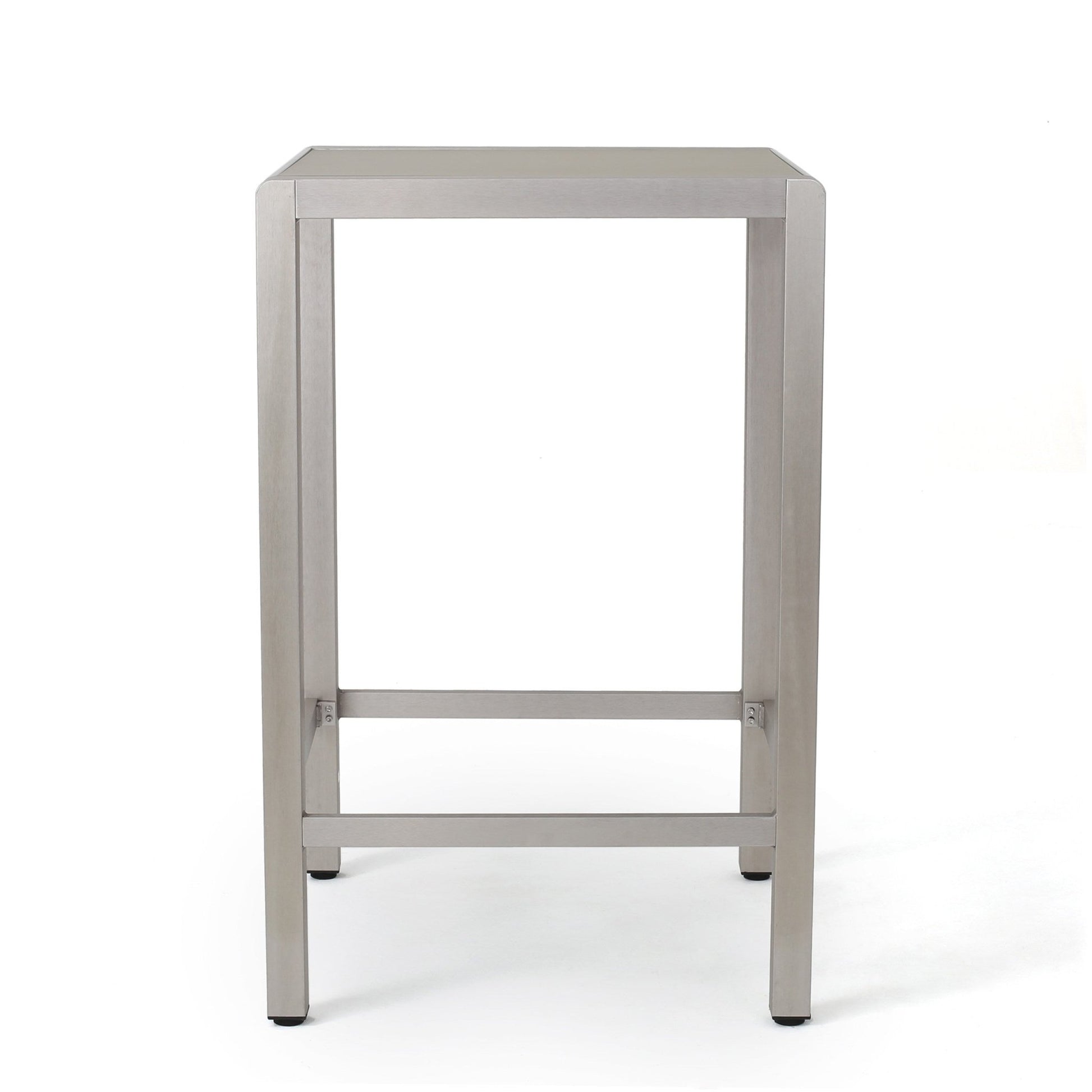43' Outdoor Aluminum Frame Bar Table with Glass Table Top, Grey Finish - 1st Choice Furniture Direct