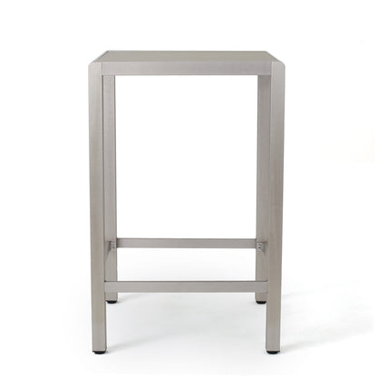 43' Outdoor Aluminum Frame Bar Table with Glass Table Top, Grey Finish - 1st Choice Furniture Direct