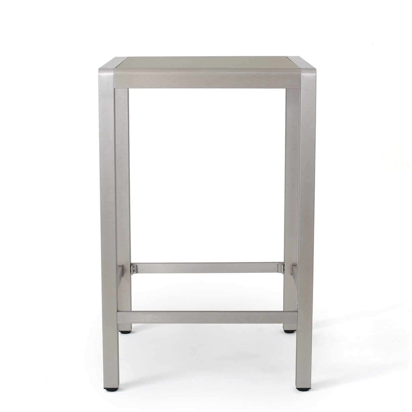 43' Outdoor Aluminum Frame Bar Table with Glass Table Top, Grey Finish - 1st Choice Furniture Direct