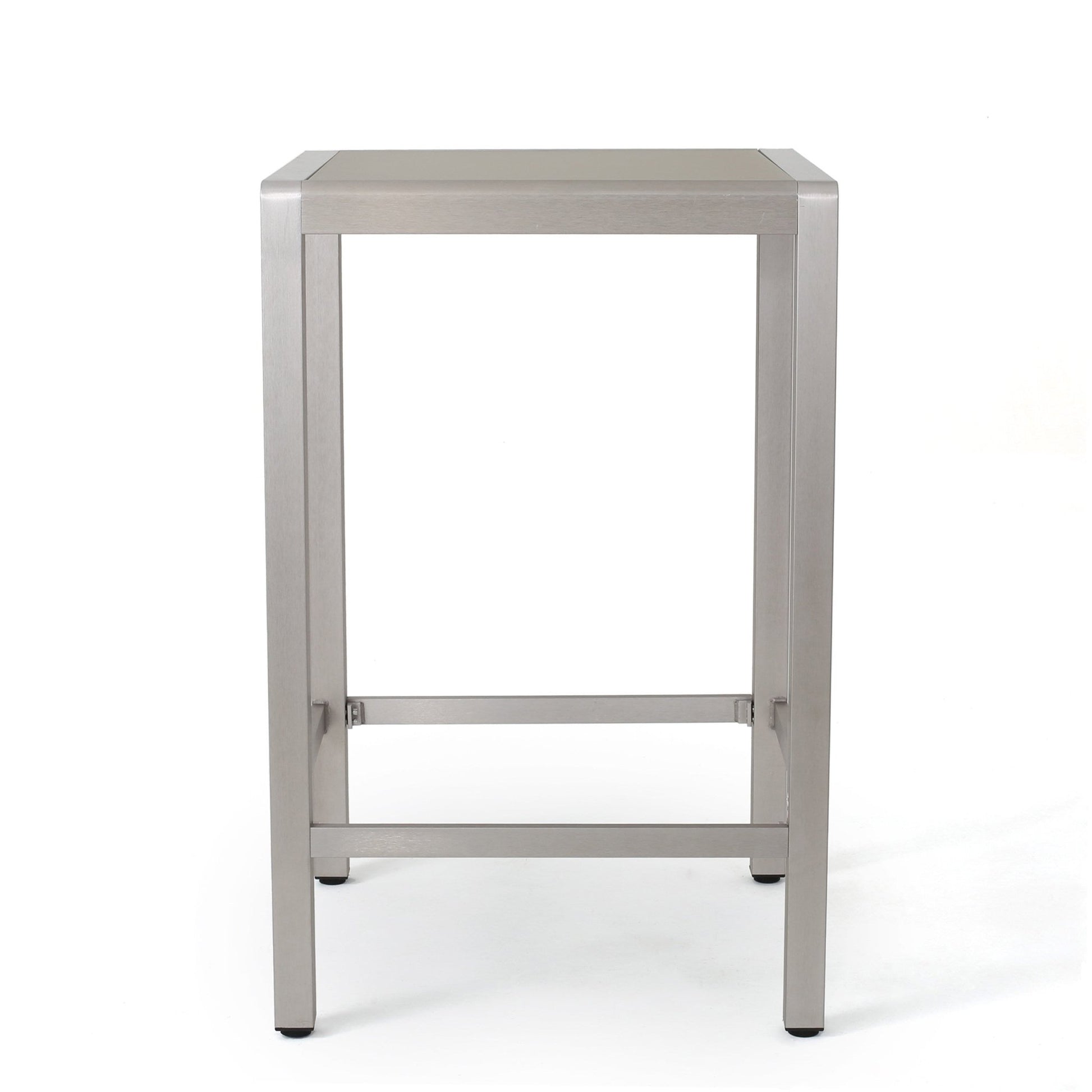 43' Outdoor Aluminum Frame Bar Table with Glass Table Top, Grey Finish - 1st Choice Furniture Direct