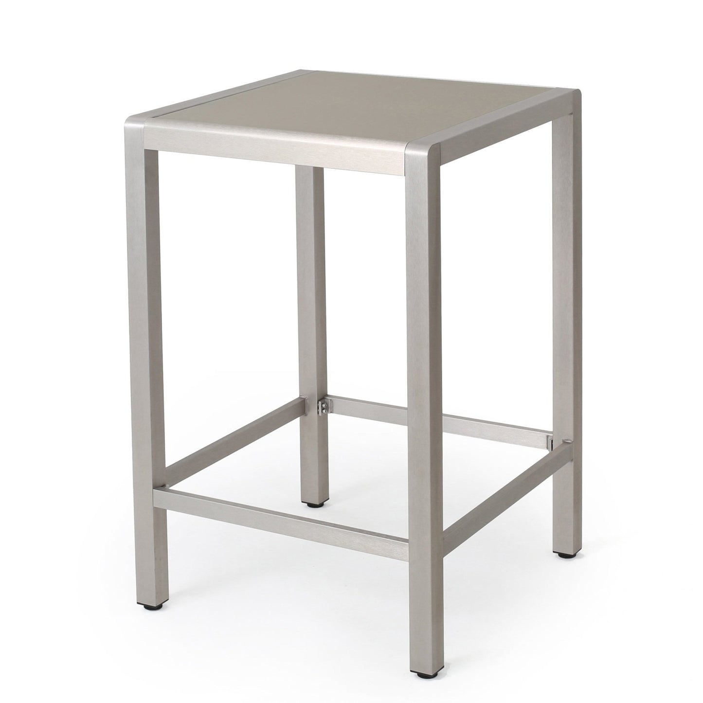 43' Outdoor Aluminum Frame Bar Table with Glass Table Top, Grey Finish - 1st Choice Furniture Direct