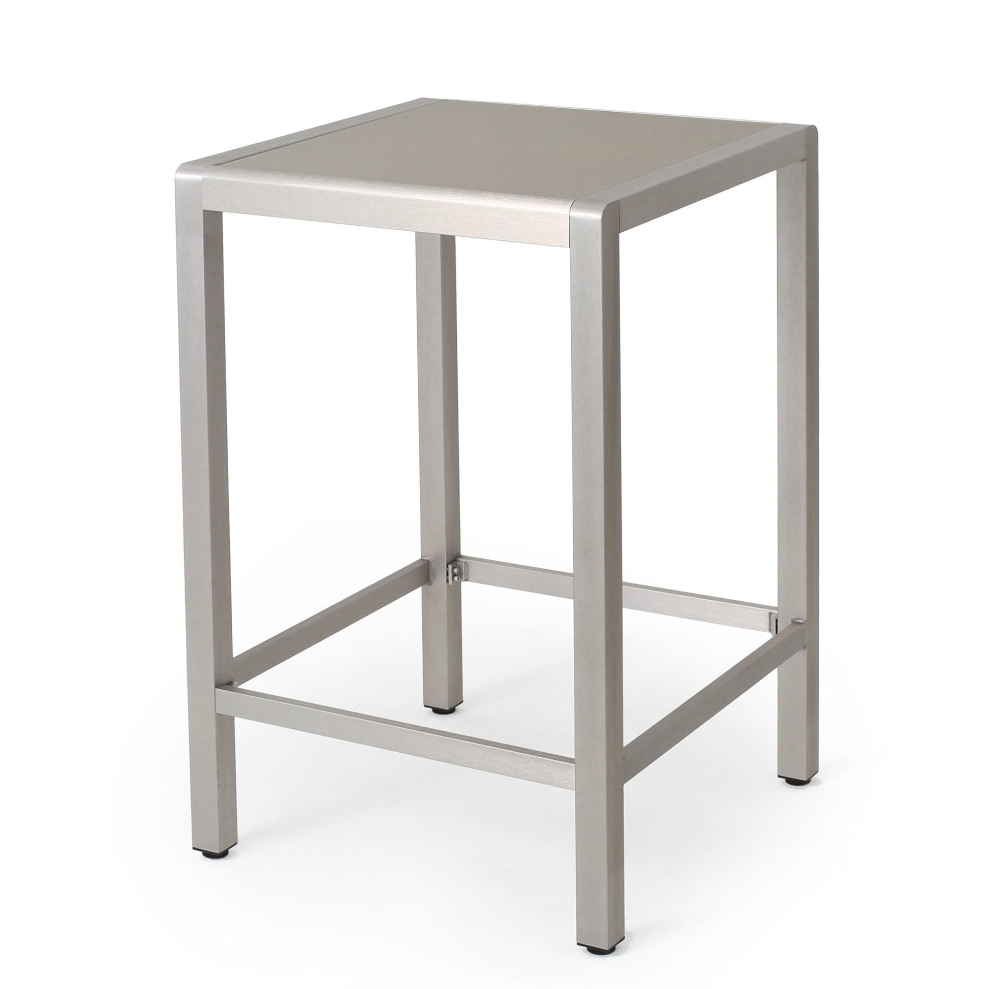 43' Outdoor Aluminum Frame Bar Table with Glass Table Top, Grey Finish - 1st Choice Furniture Direct