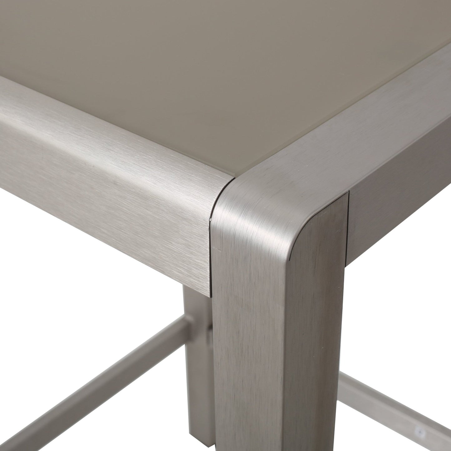 43' Outdoor Aluminum Frame Bar Table with Glass Table Top, Grey Finish - 1st Choice Furniture Direct