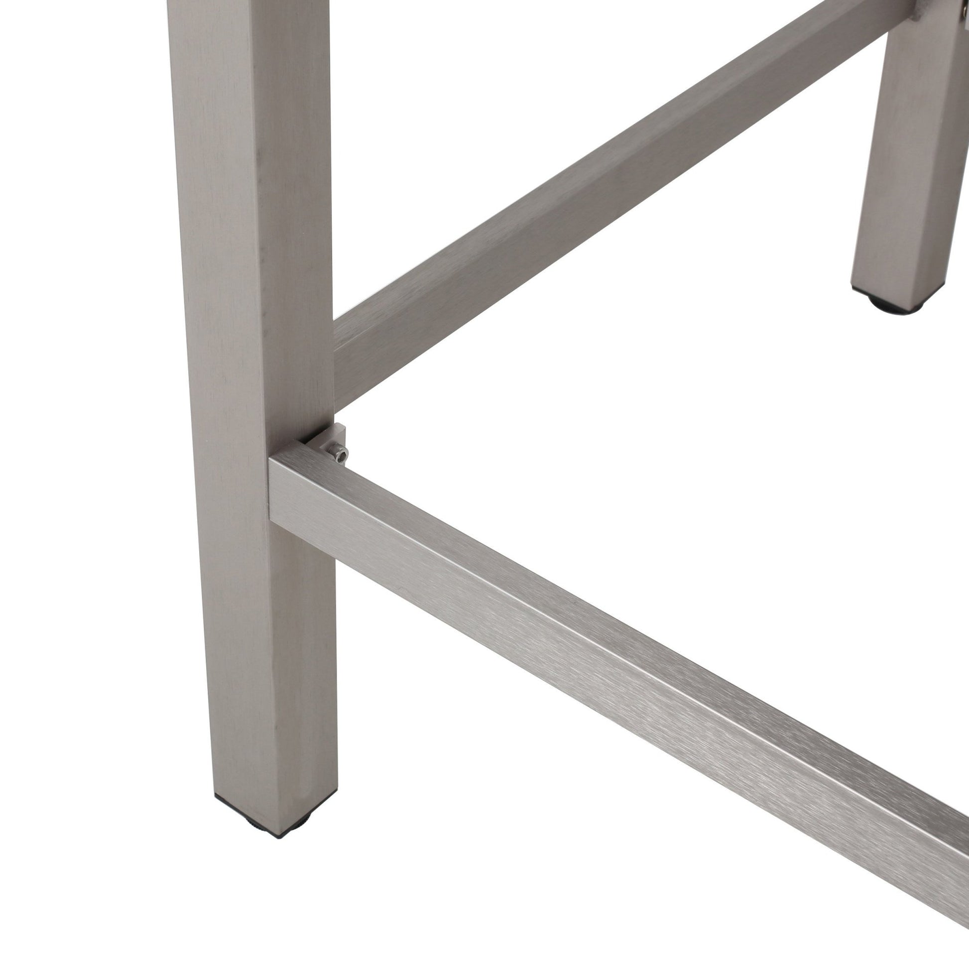 43' Outdoor Aluminum Frame Bar Table with Glass Table Top, Grey Finish - 1st Choice Furniture Direct