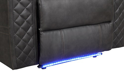 Benz LED & Power Recliner 2 PC Made With Faux Leather in Black