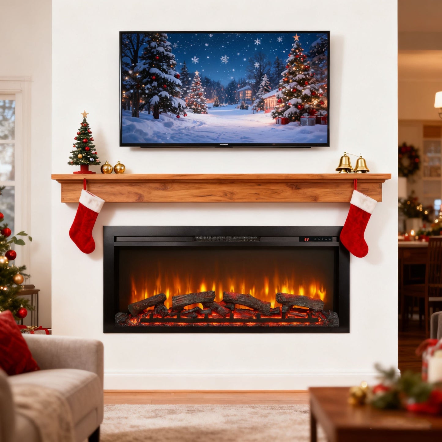 44 Inch Wall Mounted Electric Fireplace with Remote Control - 1st Choice Furniture Direct