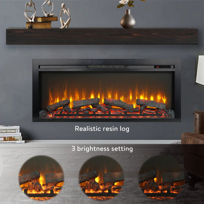 44 Inch Wall Mounted Electric Fireplace with Remote Control - 1st Choice Furniture Direct