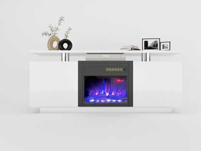 1st Choice Modern 160CM  High Gloss TV Cabinet with Fireplace in White