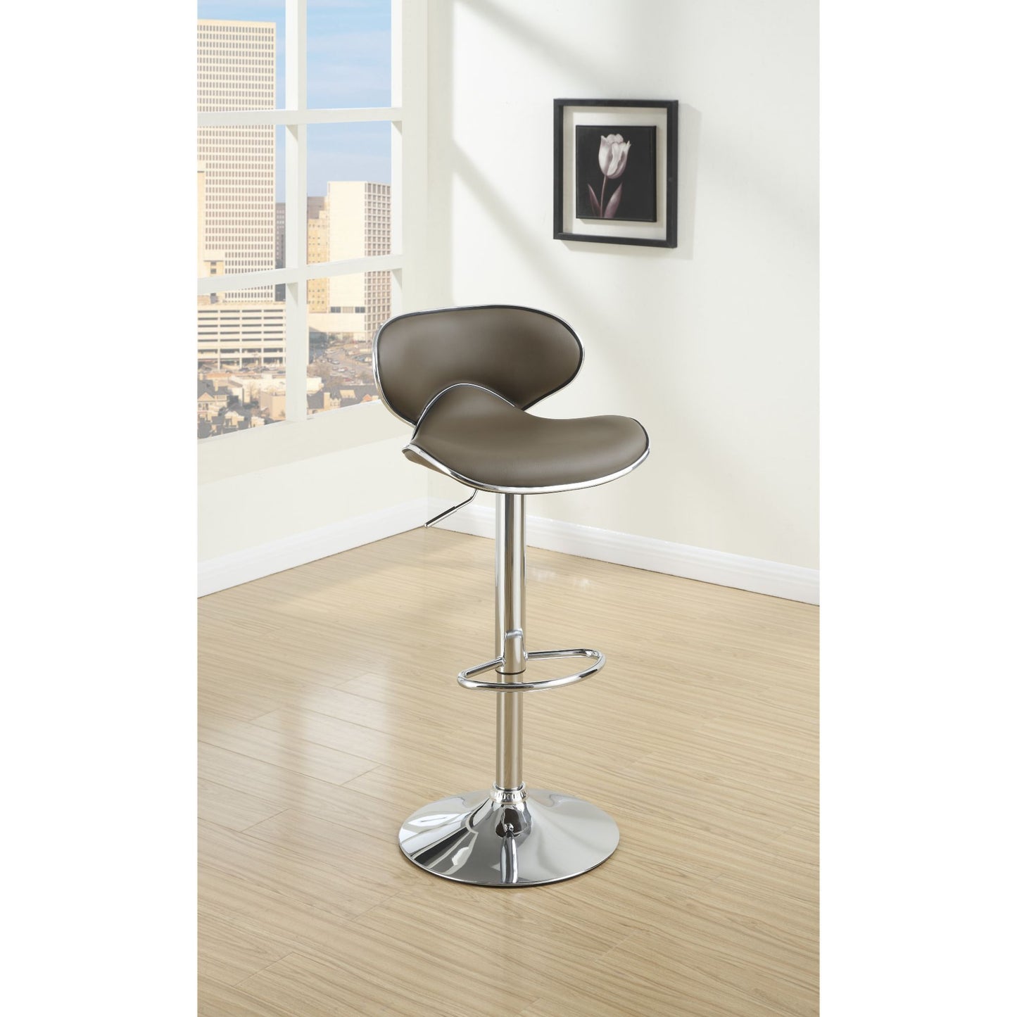 1st Choice Adjustable Espresso Faux Leather Bar Stool - Set of 2