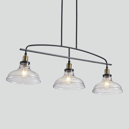 45' Industrial 3-Light Pendant Chandelier with Clear Glass Shades, Black Metal Frame, Adjustable Height, Modern Farmhouse Lighting for Kitchen Island, Dining Room, or Living Room (Bulb Not Included) - 1st Choice Furniture Direct