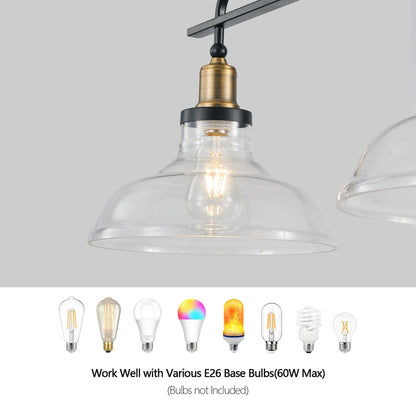 45' Industrial 3-Light Pendant Chandelier with Clear Glass Shades, Black Metal Frame, Adjustable Height, Modern Farmhouse Lighting for Kitchen Island, Dining Room, or Living Room (Bulb Not Included) - 1st Choice Furniture Direct