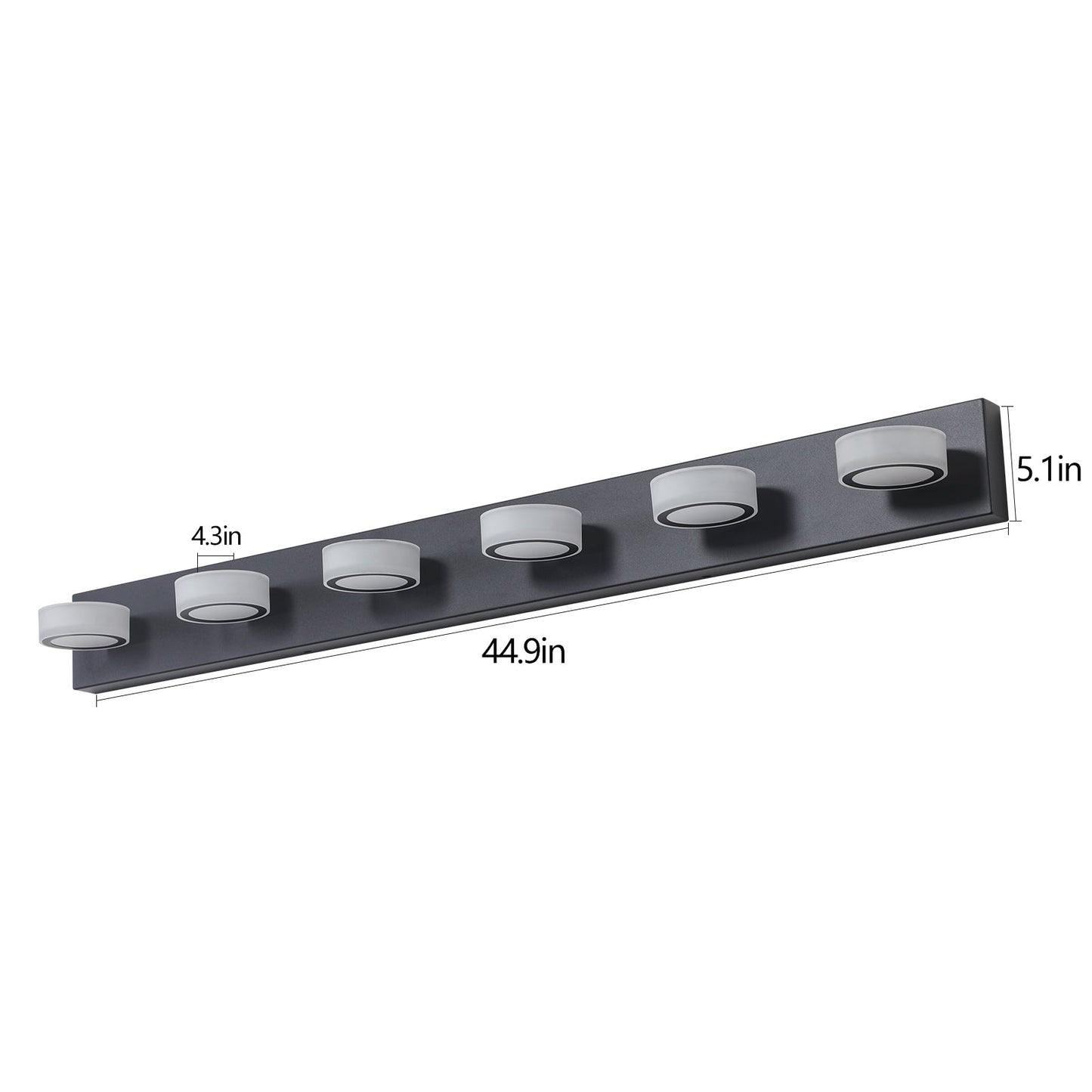 45" Modern Black LED Vanity Light | Dimmable Bathroom Fixture - 1st Choice Furniture Direct