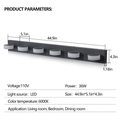 45" Modern Black LED Vanity Light | Dimmable Bathroom Fixture - 1st Choice Furniture Direct
