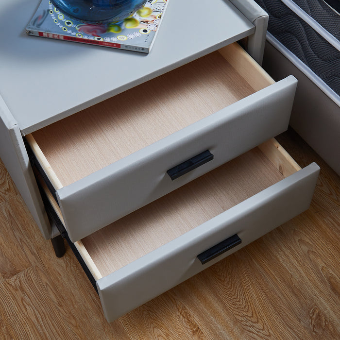 Enhance Your Space with Our 1st Choice Beige PU Leather Nightstand