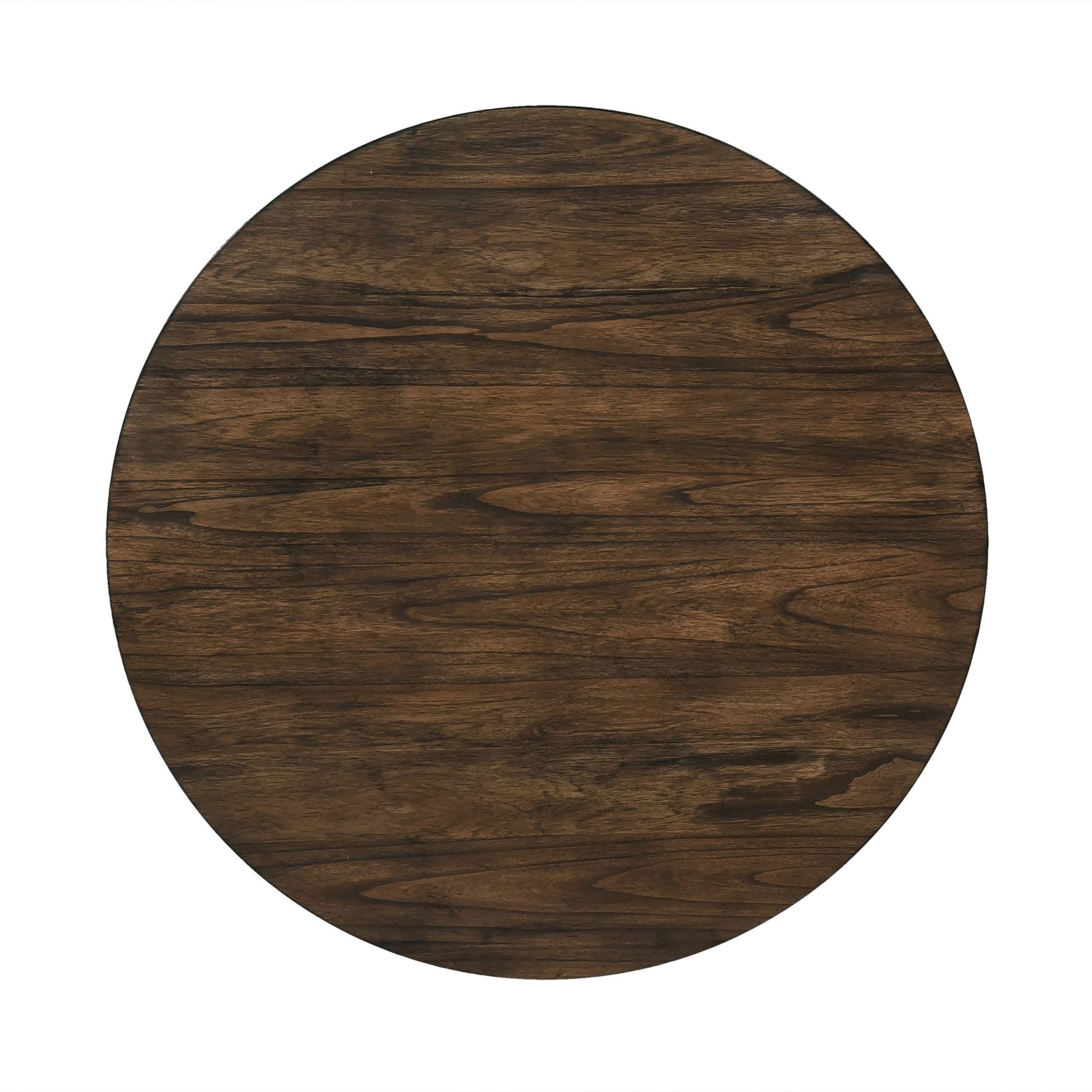 45.7' Round Dining Table with Storage Shelf, Modern Farmhouse Style, 30' Height, Rustic Dark Wood Top - 1st Choice Furniture Direct