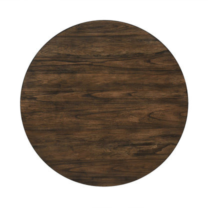 45.7' Round Dining Table with Storage Shelf, Modern Farmhouse Style, 30' Height, Rustic Dark Wood Top - 1st Choice Furniture Direct