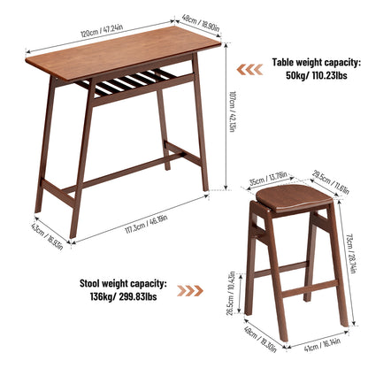 1st Choice 3-Piece Pub Dining Set - Retro Bar Table & Stackable Stools