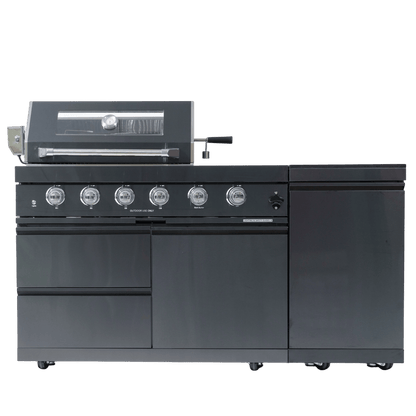 46 - Inch 4 - Burner 72000 BTU Deluxe Stainless Steel Gas Outdoor Kitchen Bar Barbecue Island Grill + Round Side Burner + Rotisserie kit + Granite Countertops - 1st Choice Furniture Direct