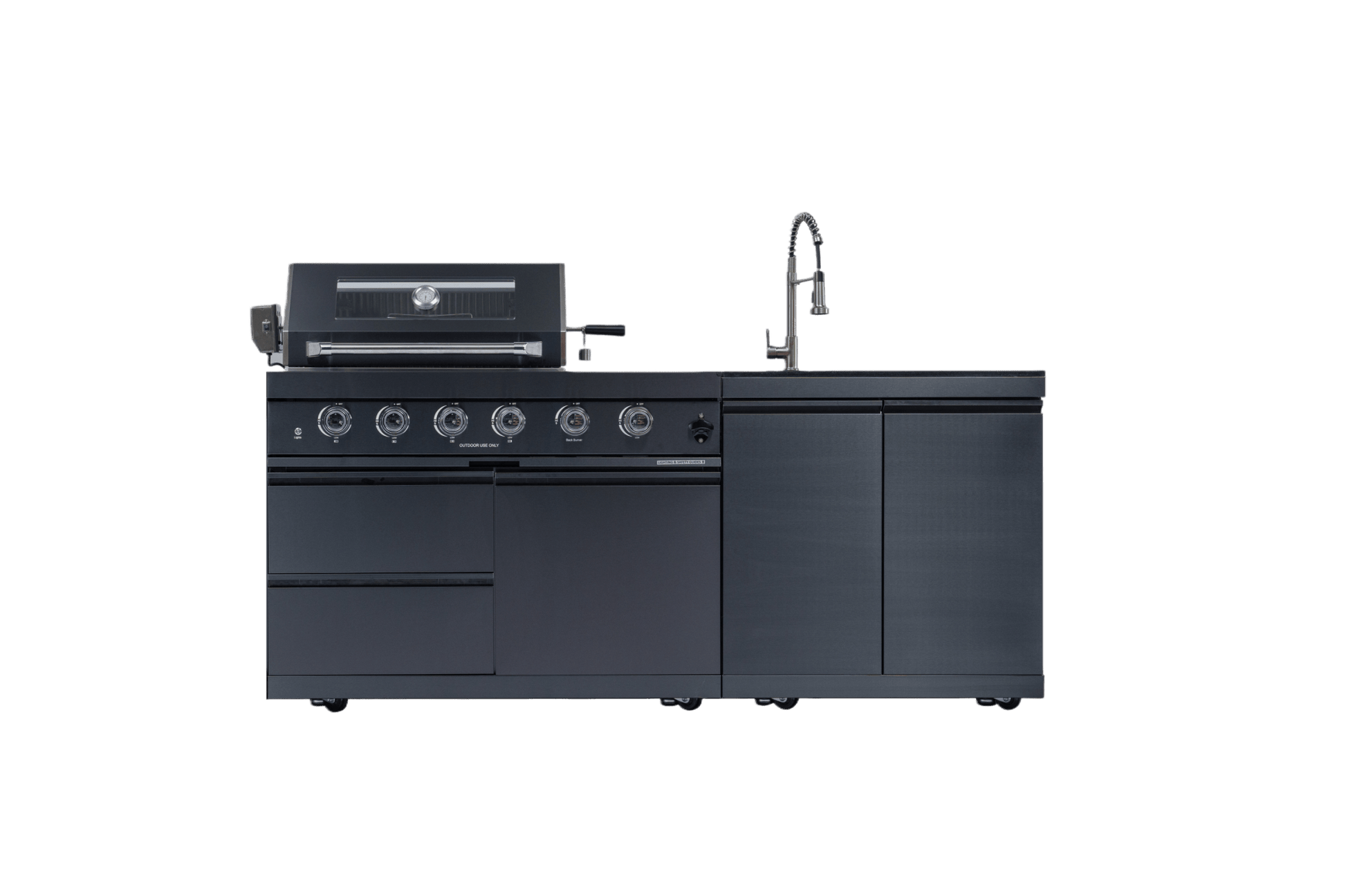 46 - Inch 4 - Burner 72000 BTU Deluxe Stainless Steel Gas Outdoor Kitchen Bar Barbecue Island Grill + Round Side Burner + Rotisserie kit + Granite Countertops+Sink and faucet - 1st Choice Furniture Direct