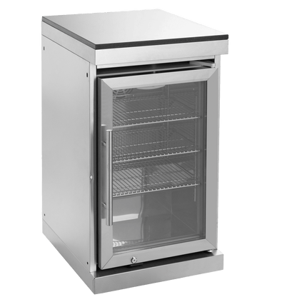 46 - Inch 4 - Burner 72000 BTU Deluxe Stainless Steel Gas Outdoor Kitchen Bar Barbecue Island Grill + Wine Cooler Compact Refrigerator + Rotisserie + Granite Countertops + Storage Cabinets & Drawers - 1st Choice Furniture Direct