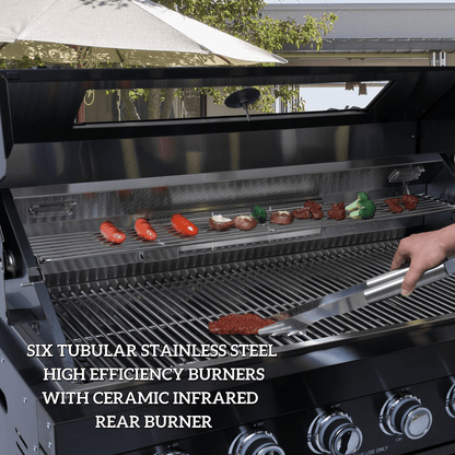 46 - Inch 4 - Burner 72000 BTU Deluxe Stainless Steel Gas Outdoor Kitchen Bar Barbecue Island Grill + Wine Cooler Compact Refrigerator + Rotisserie kit + Granite Countertops + Stainless steel Sink - 1st Choice Furniture Direct