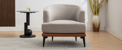 1st Choice Modern Two-tone Upholstered Round Armchair in Burnt Orange