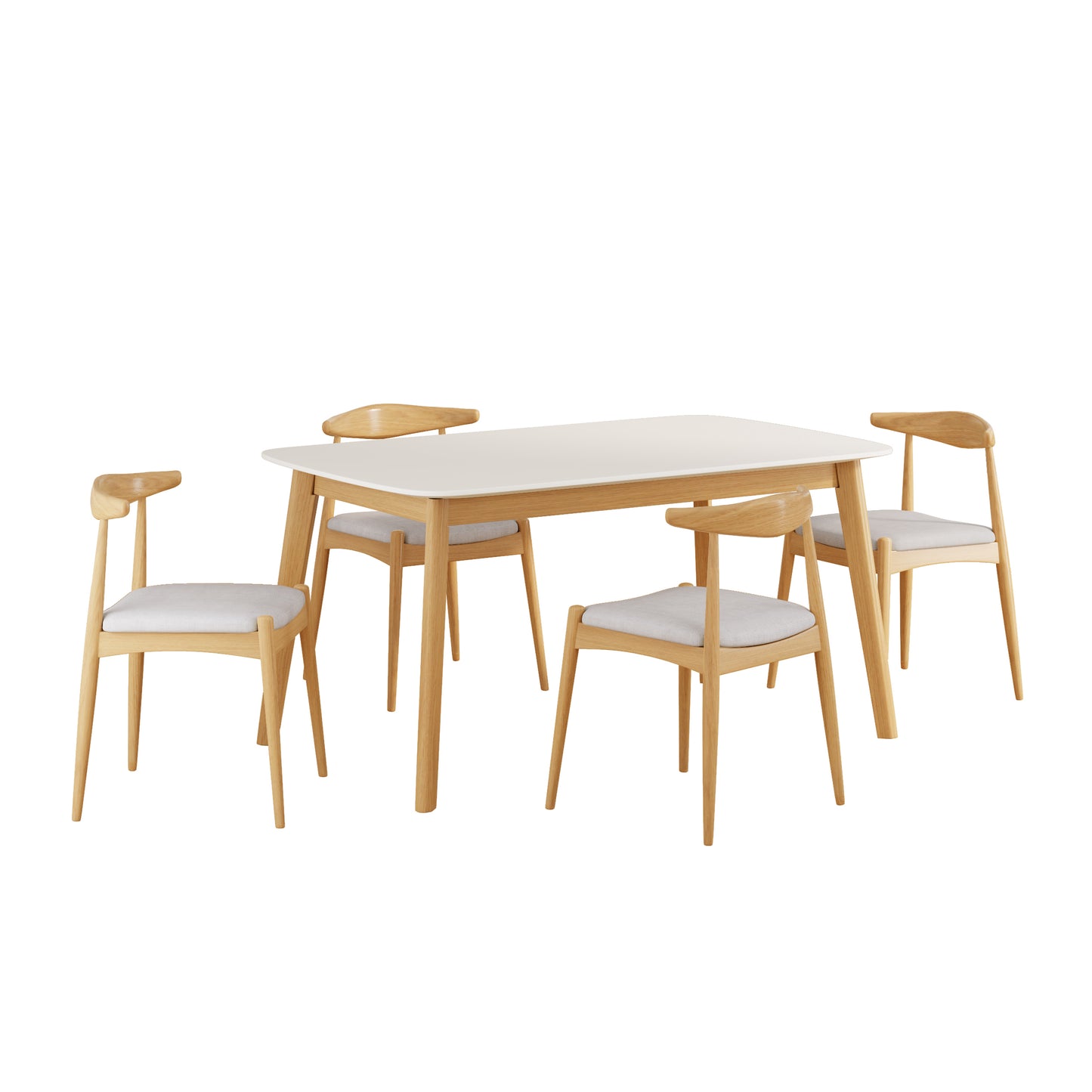 5-Piece Mid-Century Modern Dining Set with Upholstered Chairs