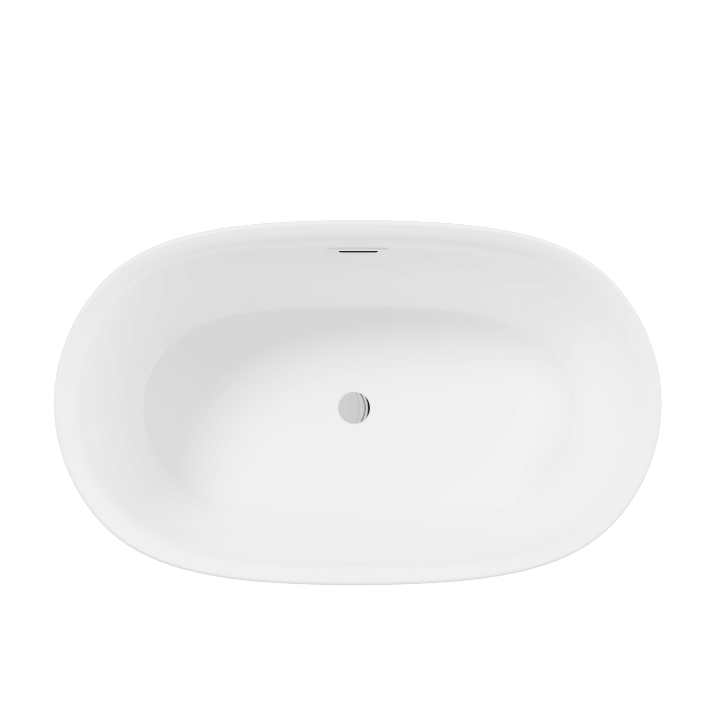 47'' Acrylic Freestanding Bathtub - Acrylic Soaking Tubs, White Bathtub, Oval Shape Freestanding Bathtub With Chrome Overflow and Pop - Up Drain CUPC Certificate - 1st Choice Furniture Direct