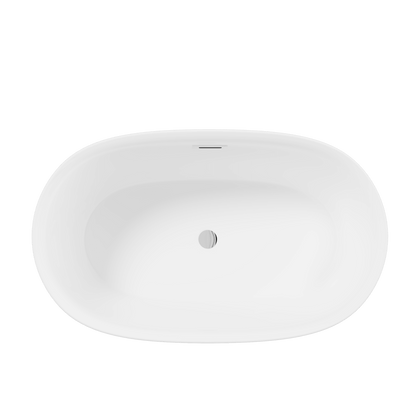 47'' Acrylic Freestanding Bathtub - Acrylic Soaking Tubs, White Bathtub, Oval Shape Freestanding Bathtub With Chrome Overflow and Pop - Up Drain CUPC Certificate - 1st Choice Furniture Direct