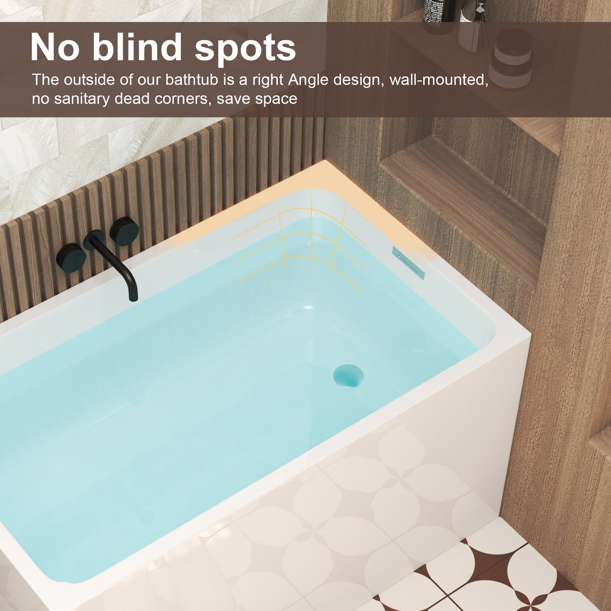 47' Acrylic Freestanding Bathtub ,Spacious rectangle Shape, Gloss White Finish, Chrome Overflow & Pop - Up Drain CUPC Certificate - 1st Choice Furniture Direct