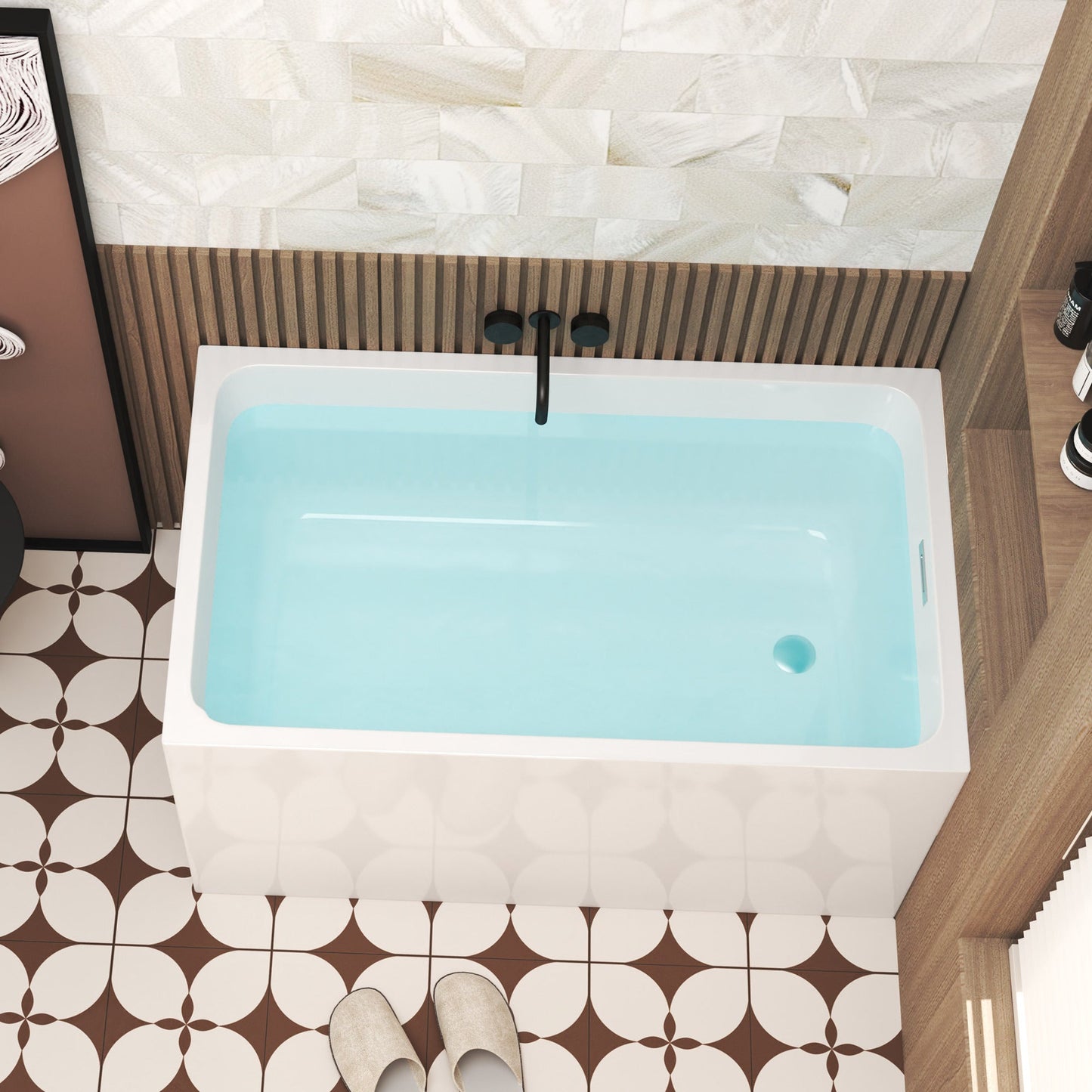 47' Acrylic Freestanding Bathtub ,Spacious rectangle Shape, Gloss White Finish, Chrome Overflow & Pop - Up Drain CUPC Certificate - 1st Choice Furniture Direct